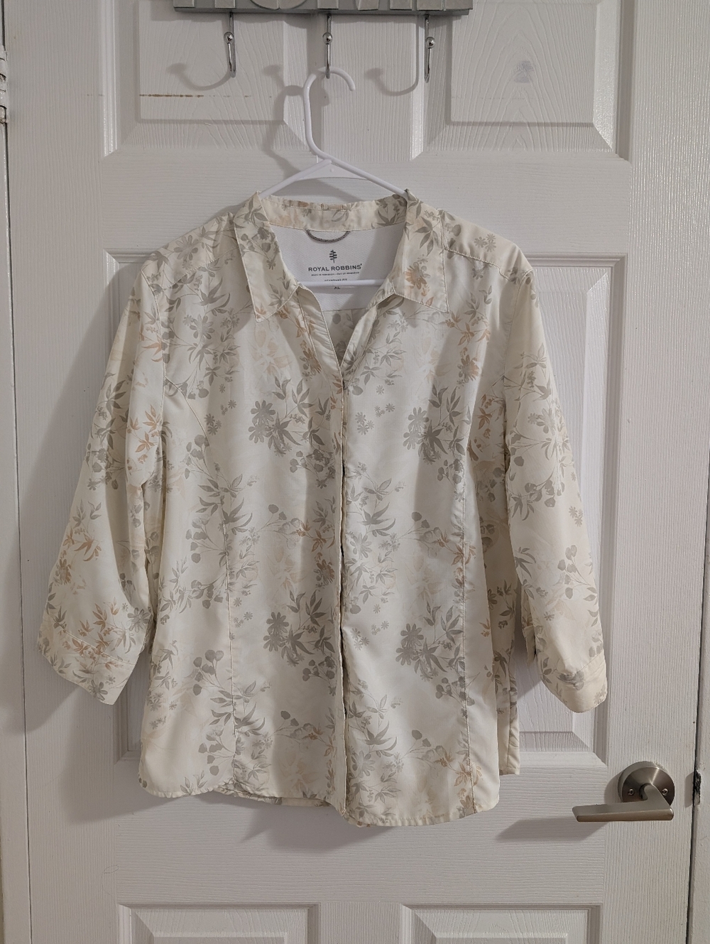 Royal Robbins Expedition II Print 3/4 Sleeve Shirt XL Floral Hiking Quick Dry
